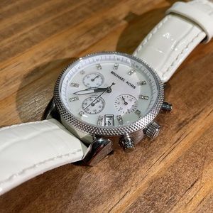 Michael Kors women’s white watch with pearl face